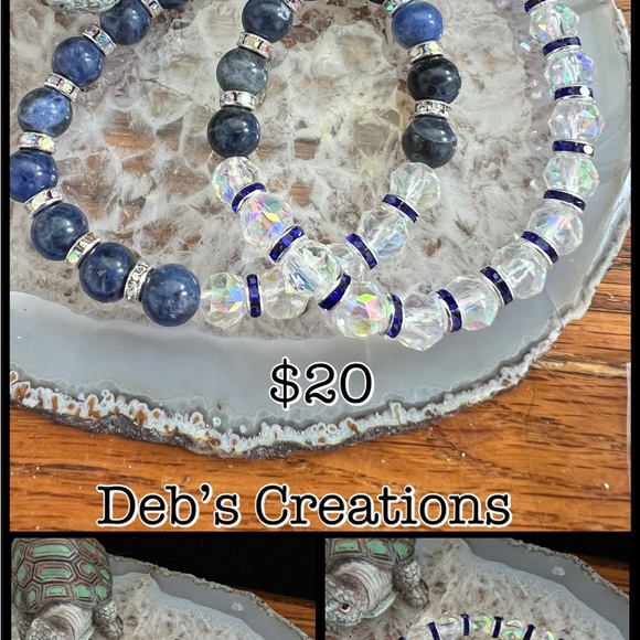Natural Sodalite and Aura Crystal Bracelet - Picture 4 of 4